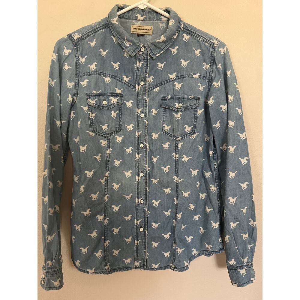 Bit and Bridle Women's Western Horse button up shirt. Size S